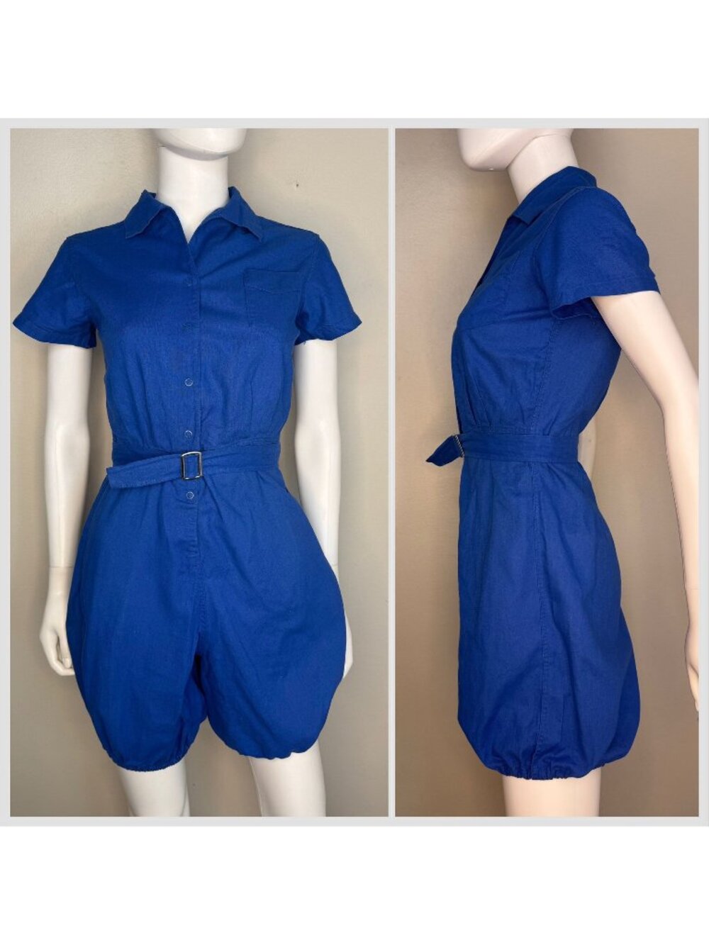 Vintage 1950s Blue School Gym Uniform Romper, It’s A Moore Gym Suit Size Small